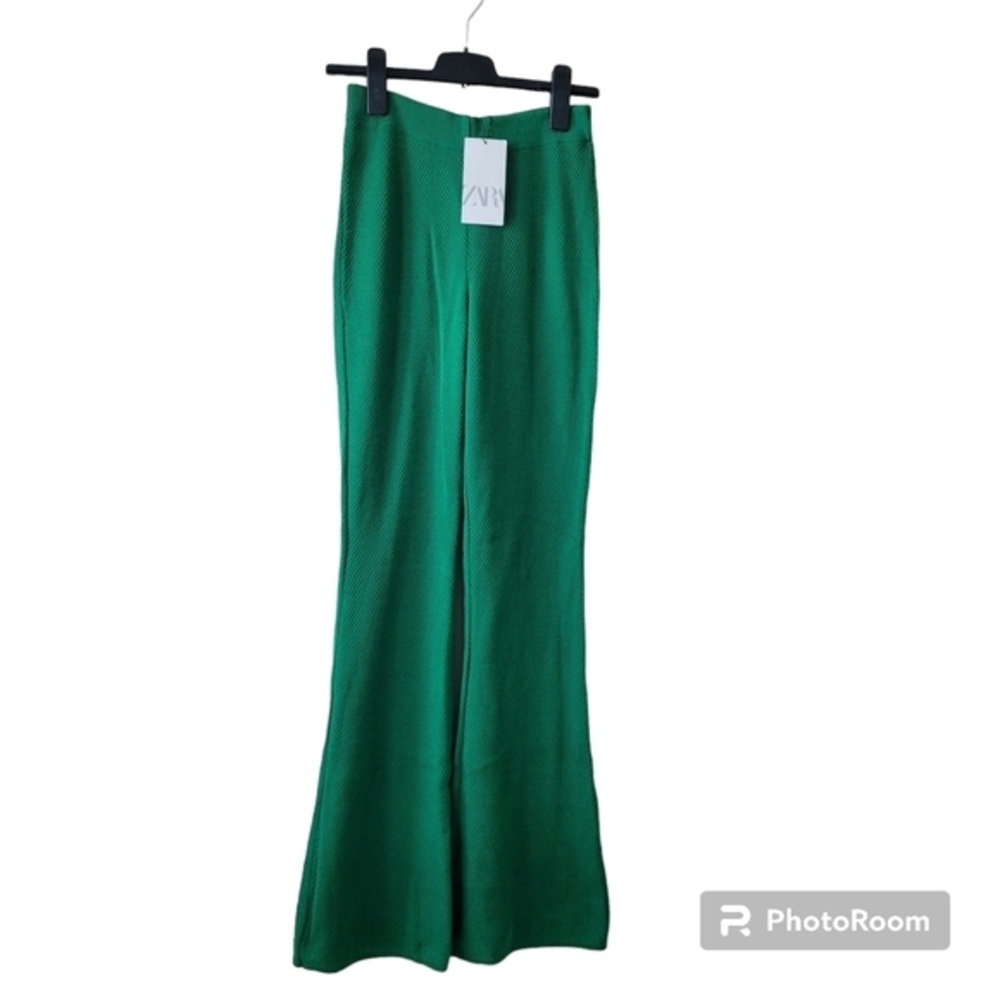 NWT Zara high rise flare pant,Retro, 70s,100% cotton knit,M